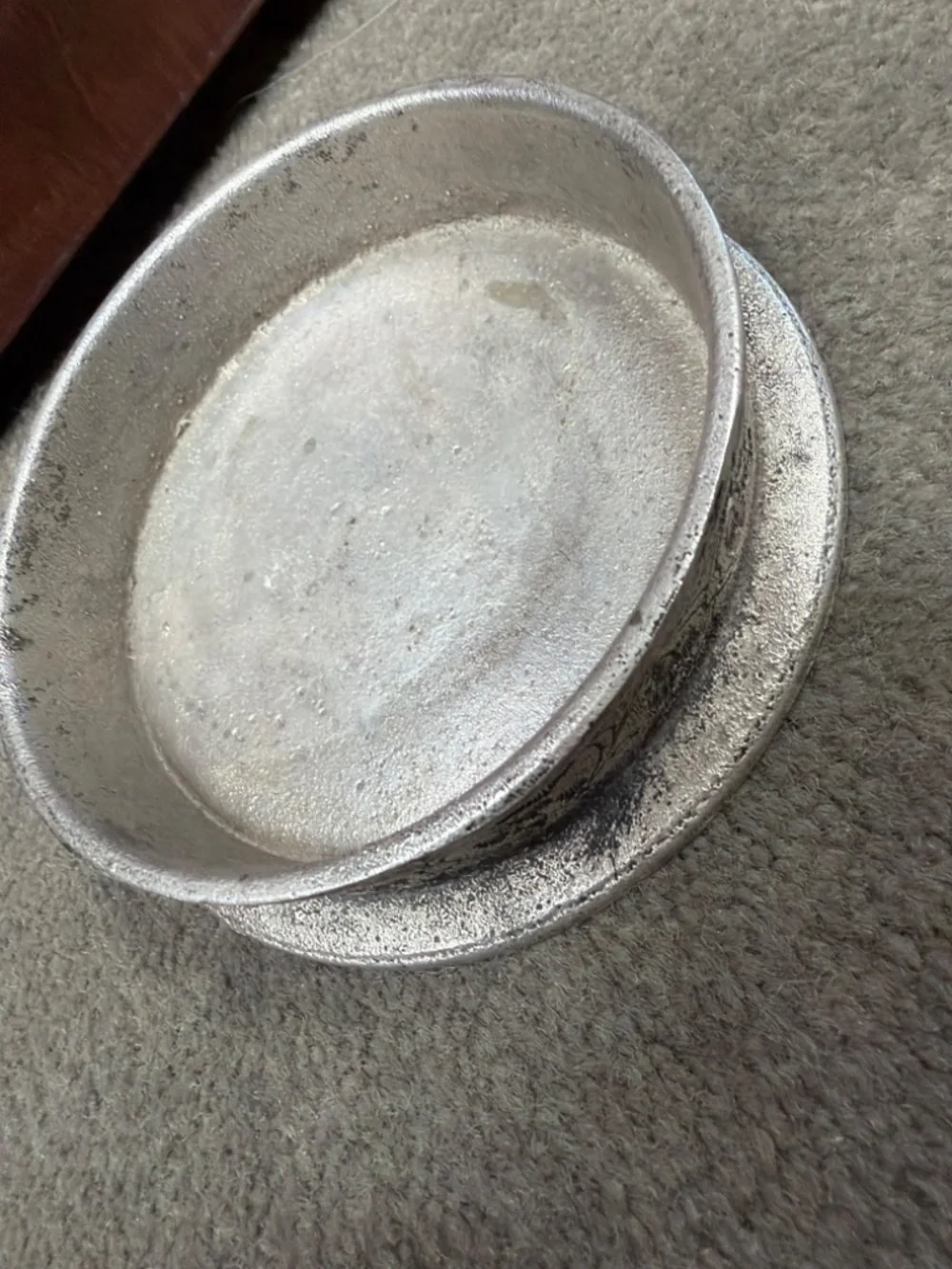Pewter Wine Bottle Coaster Grape vine/leaf pattern - vintage